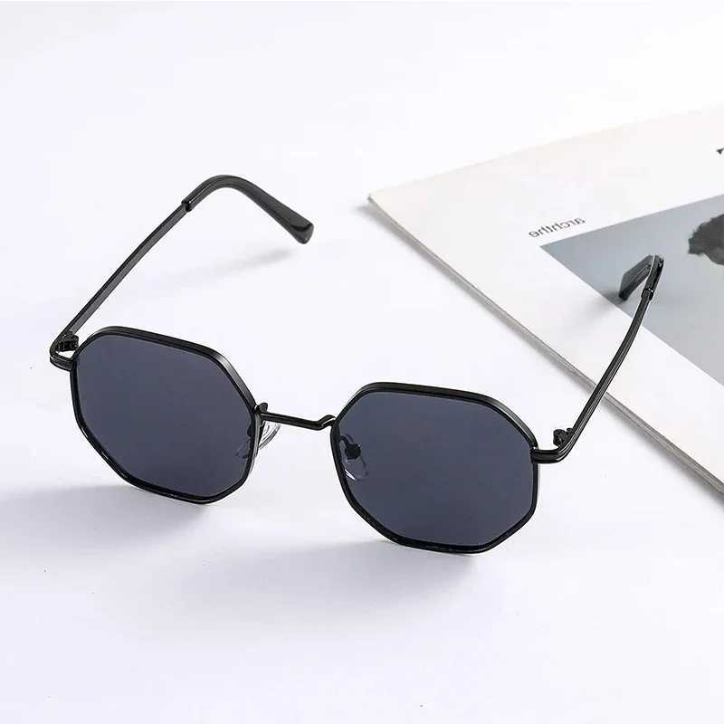 Fashion Boys Girls Octagon Metal Sunglasses Polygon Trend Childrens Sun Glasses Kids Outdoor UV400 Eyewear Z250411