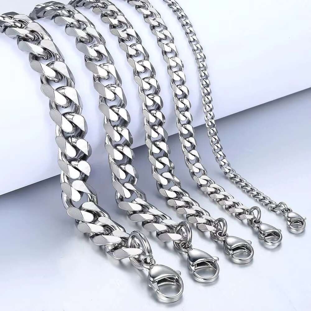 Hip hop stainless steel necklace thickness gold Cuban men's chain waterproof jewelry