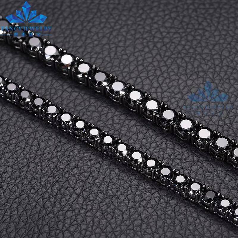 Hiphop Jewelry Iced Out Black Color VVS 925 Silver 3mm 4mm 5mm 65mm GRA Moissanite Diamond Tennis Chain Necklace for Man