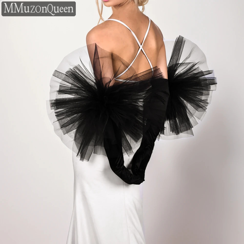 MMQ MM10 Womens Elegant Long Satin Gloves Oversized Mesh Flower Wedding Dress Accessories Bridal Fashion Retro DIY Customizable 250408