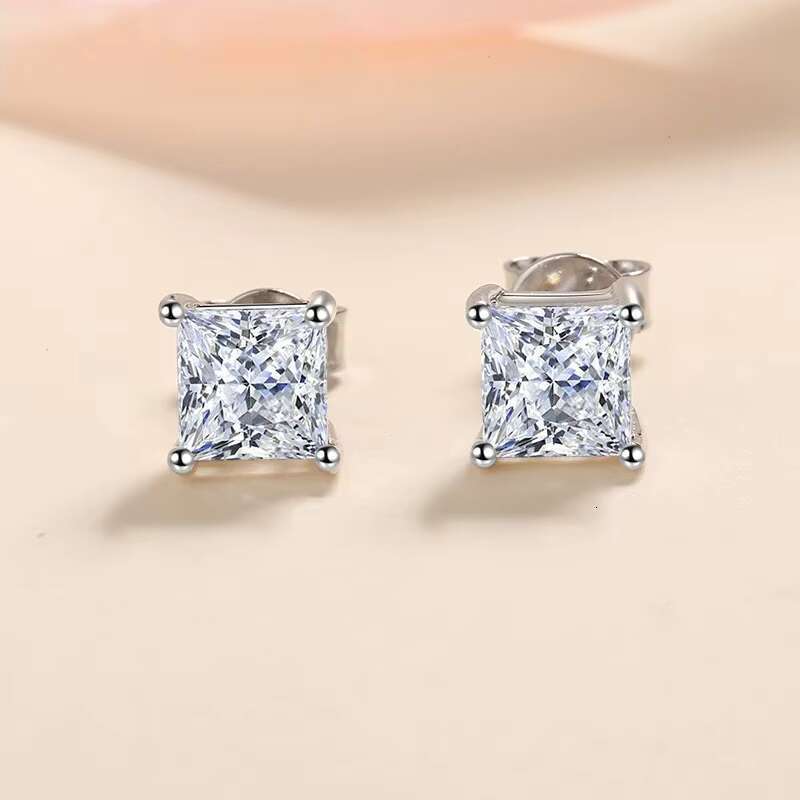 Jewelry Accessories Wholesale Dropshipping Ready to Ship Square Canary VVS Moissanite 4mm Earrings for Women or Man