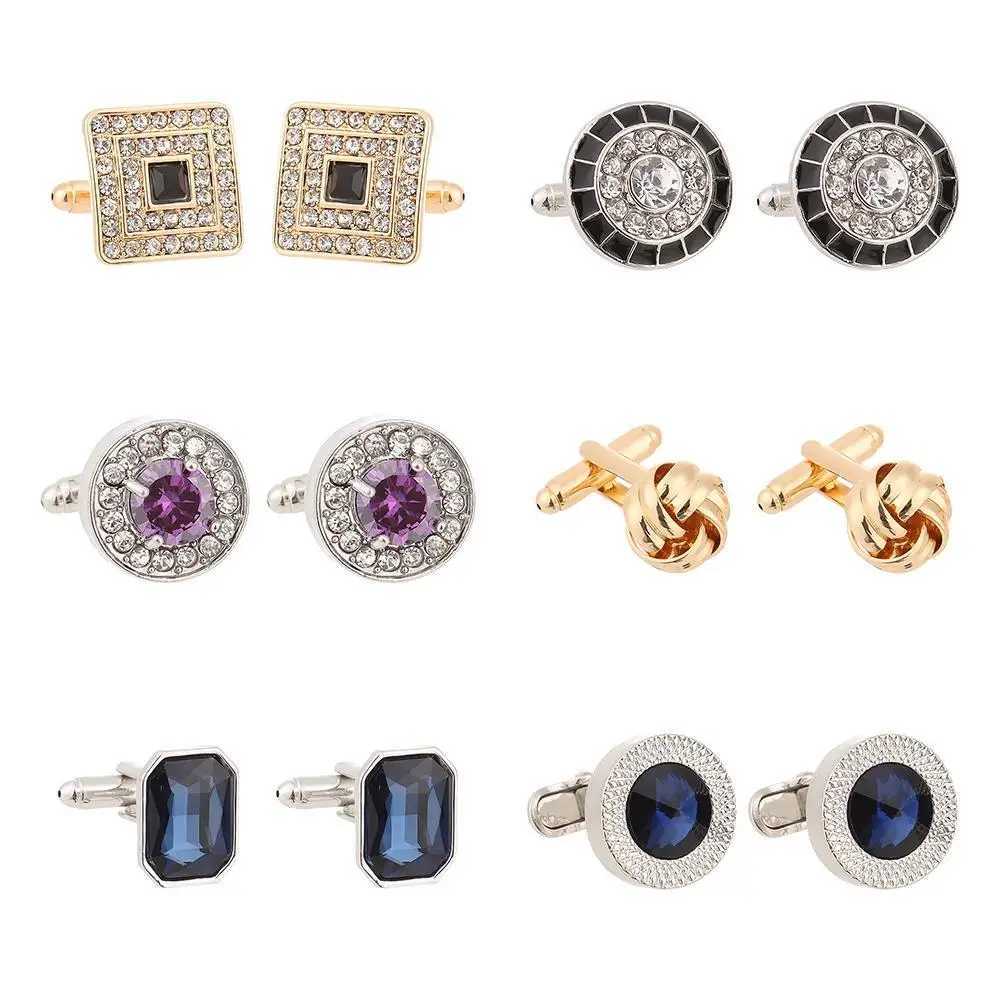 Elegant style crystal white mens shirt cufflinks novel luxury blueT250412