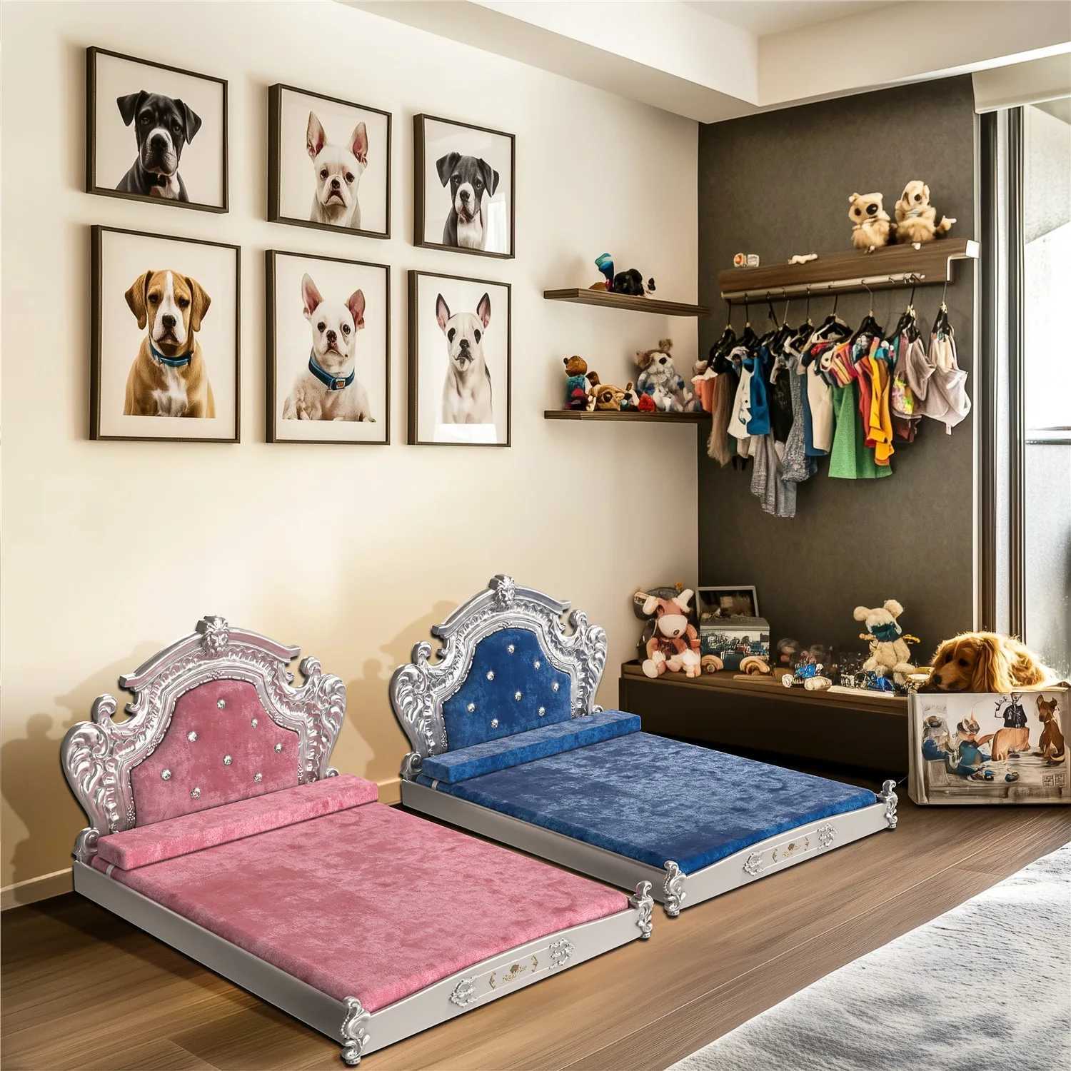 Bingo Paw Luxury Pet Bed with Top Panel Dutch Velvet Dog and Cat Bed Suitable for Medium to Large sized Dogs European Noble Pet Bed X250412