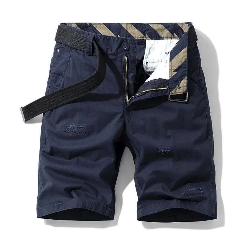 With Belts Men Cotton Casual New Summer Man Loose Jogger Cargo Shorts Quality Male Straight Knee Length Pants 38