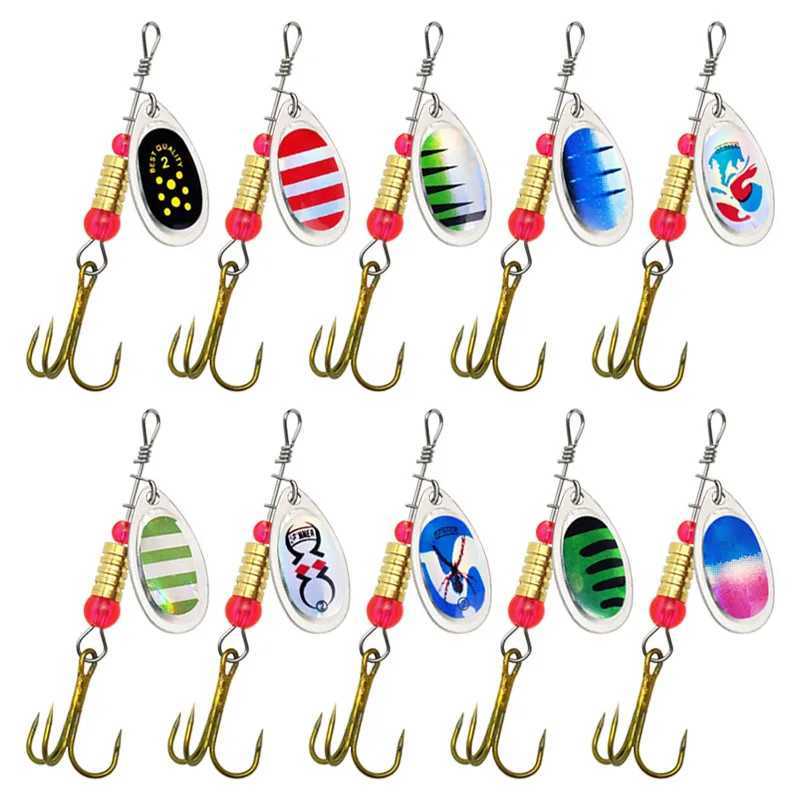 1Set 3.3g Fishing Lure Metal Rotating Sequins Spoon Spinner Hook Artificial Wobbler Hard Bait for Bass Trout Perch Pike Tackle Z250411