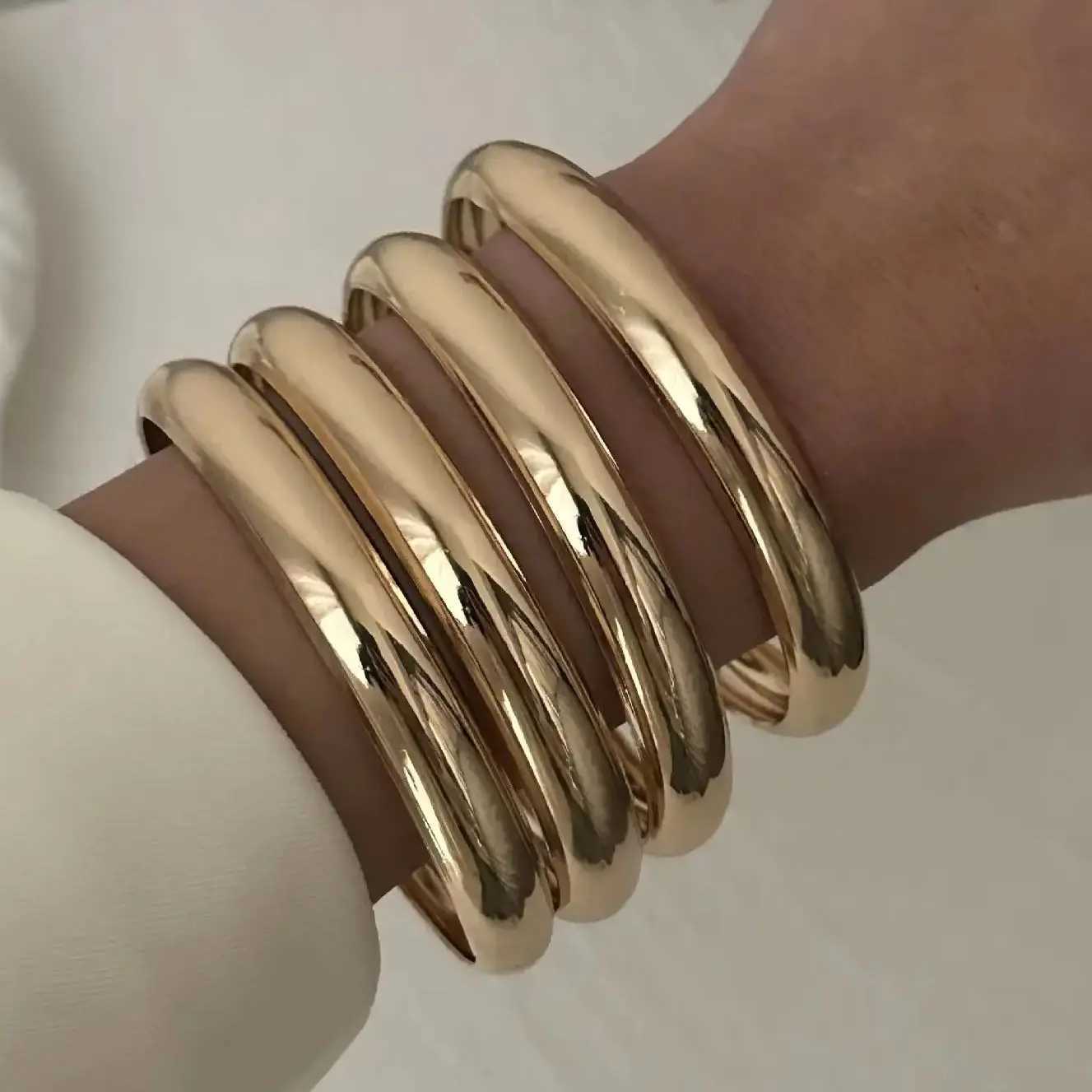 DIEZI One Set Simple Multilayer Bangle Bracelet Fashion Punk Gold Silver Color Geometric Bangles For Women Men Gift JewelryC250411