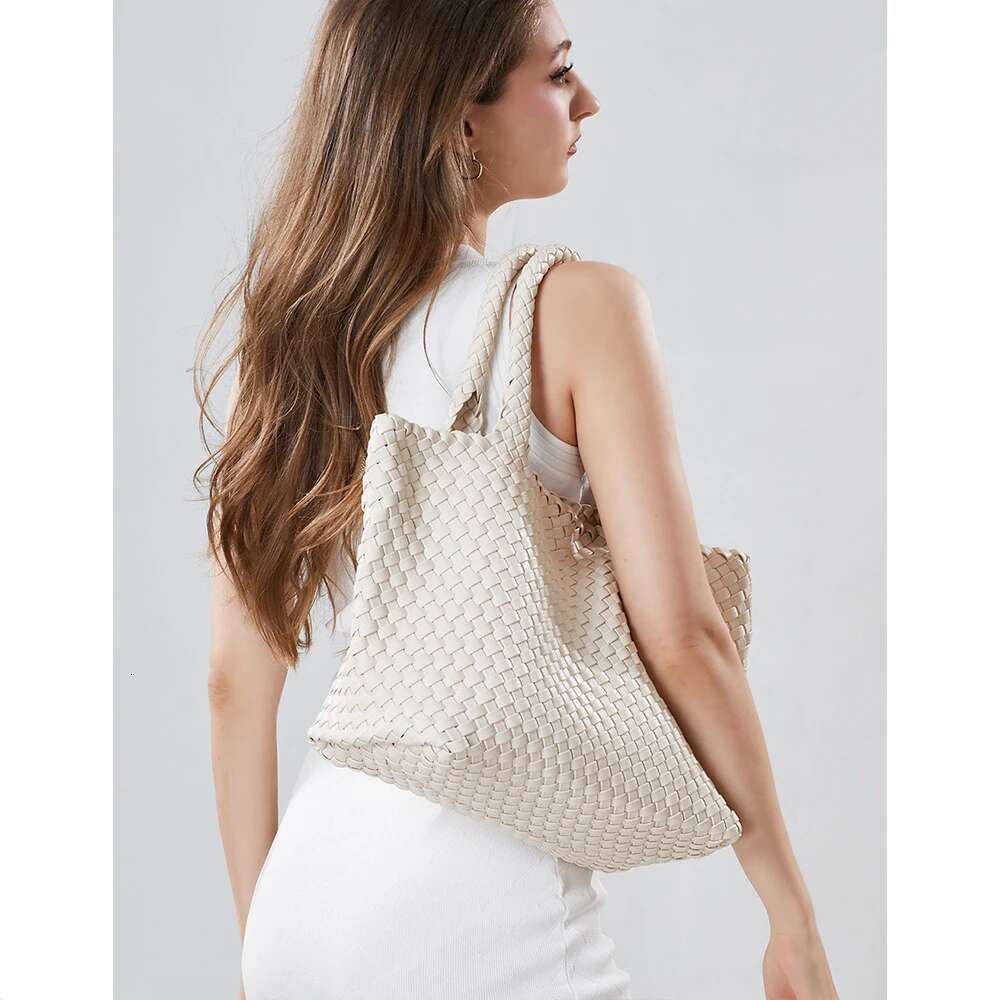 Hand Woven Women Oversized Large Capacity Shoulder Bags Simple Solid Color Casual Handbags Bz2025