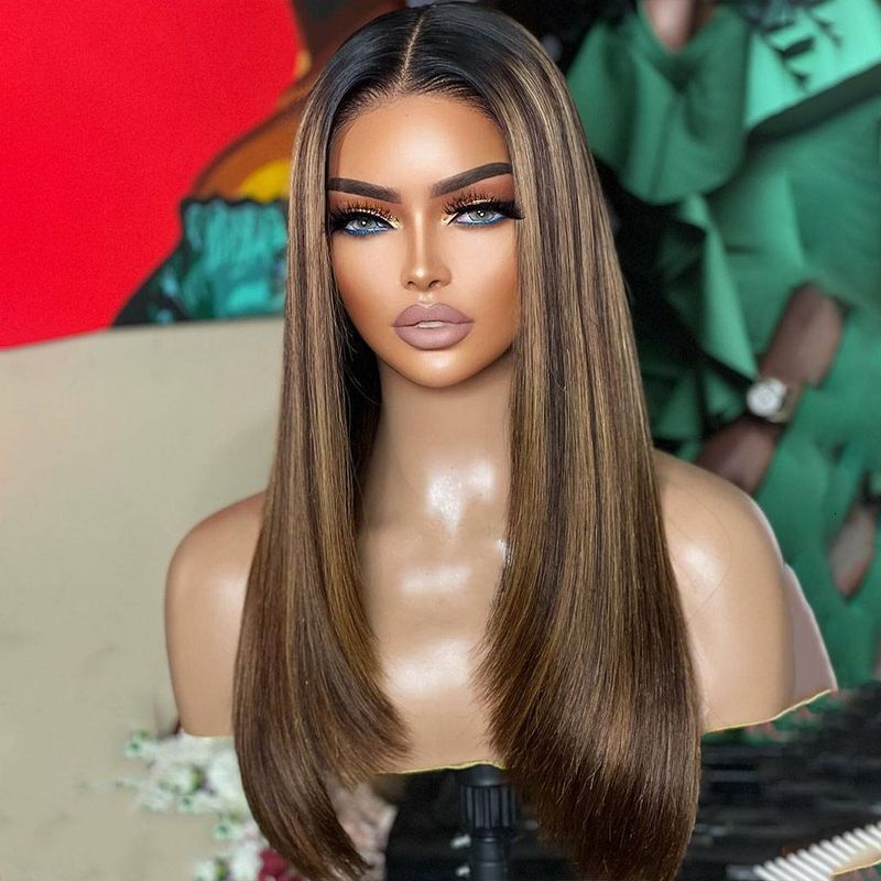100% Raw Lace Front Natural Human Wigs Unprocessed Brazilian Virgin Cuticle Aligned Hair Highlight 4/27 Glueless Wig