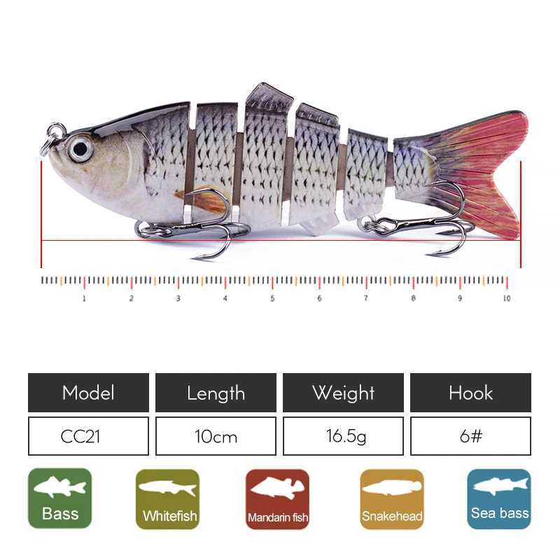 Hanlin Set 4 Inch 16.5g Fishing Lures Multi Jointed Wobblers Swimbait Hard Artificial Bait Crankbait Sinking Pike Bass Tackle Z250411