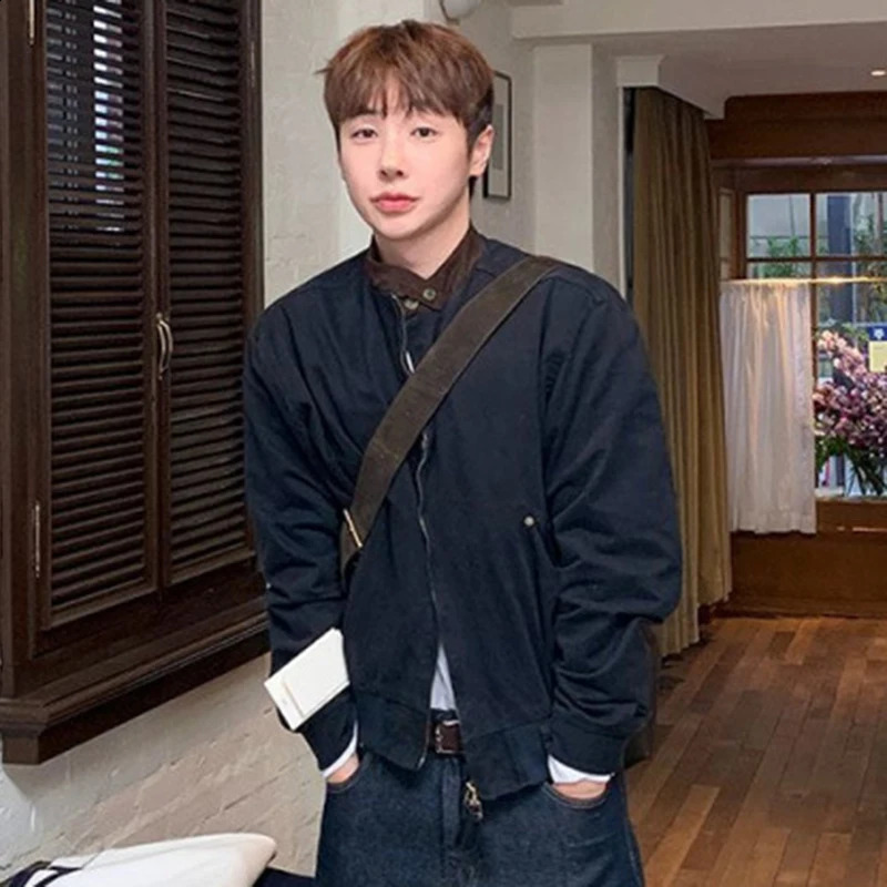 IEFB Contrast Color Mens Jacket Korean Stand Collar Loose Double sided Zipper Fashion Casual Jacket Spring Mens Jacket 9W780 250411