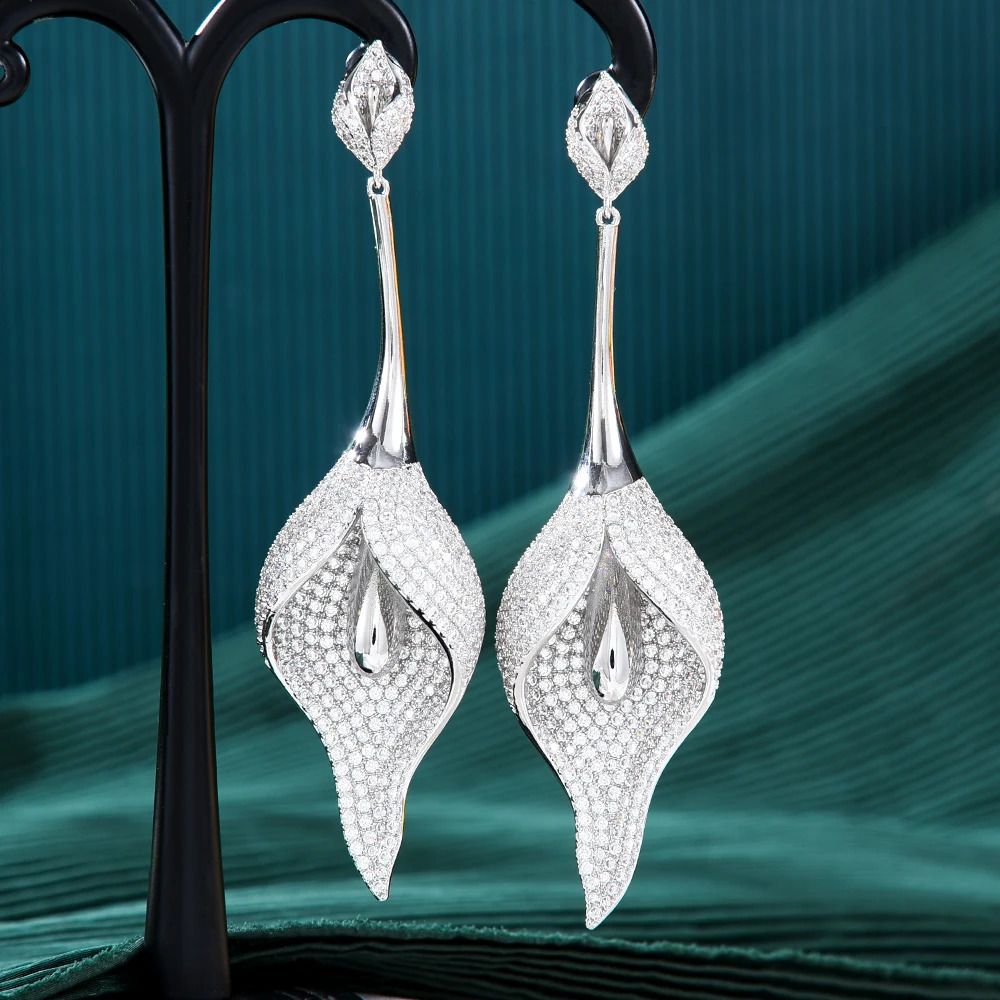 GODKI African Lily Flower Earrings For Women Wedding Party Cubic Zircon Dubai Bridal Jewelry boucle doreille 250411