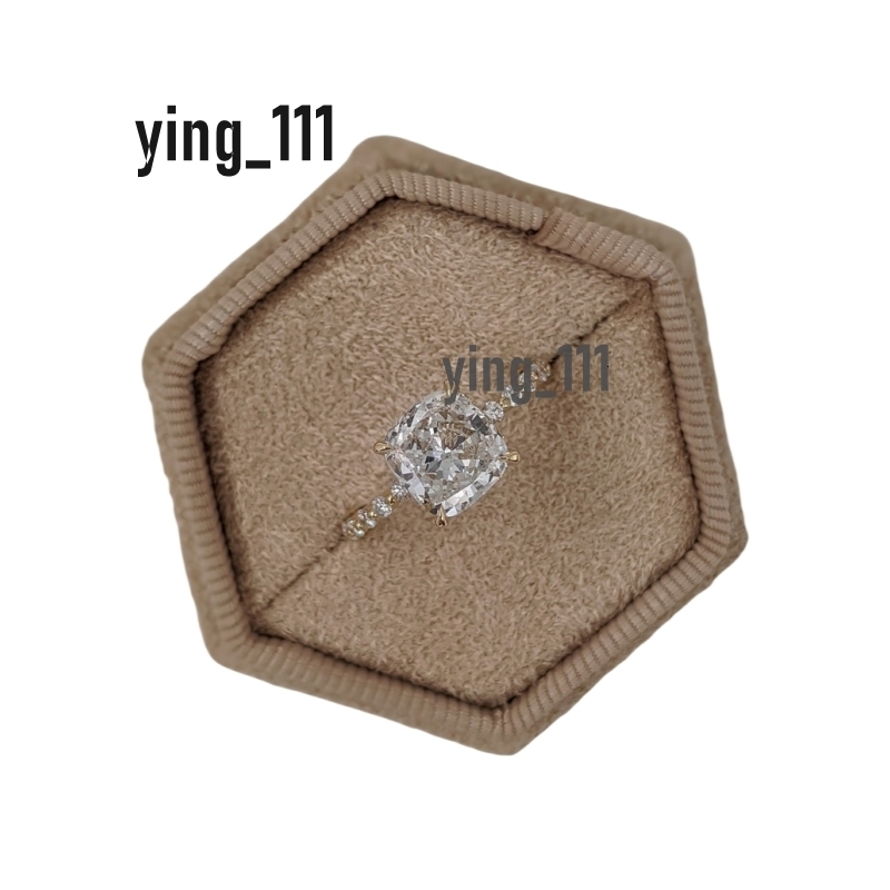 Jewelry 18K Yellow Gold Womens Engagement Ring 2.0 Cushion Shape With Side Lab Diamond Hiden Halo Wedding Gold Ring For Women