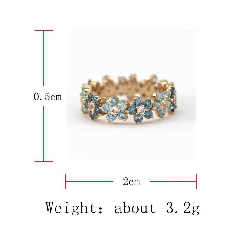 Milangirl Elegant and Exquisite Blue Zircon Plum Blossom Infinite Flower Ring Womens Wedding Ring JewelryXJ250412