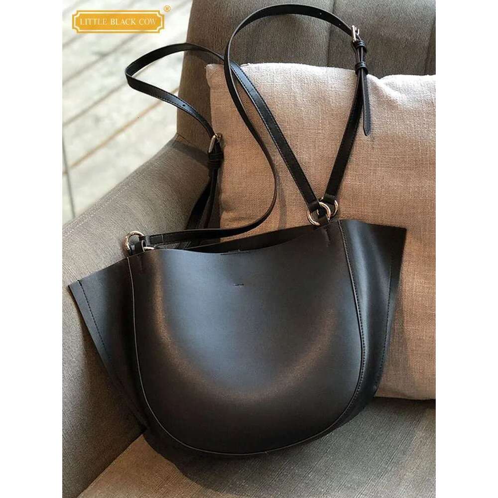 Women Shoulder Handbag Black Casual Soft Cow Split Leather Fashion Single Crossbody Bags Designer Solid Color Ladies Sg Bag