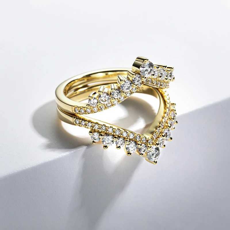 925 sterling silver all silica wedding ring high-quality jewelry yellow ringXJ250412