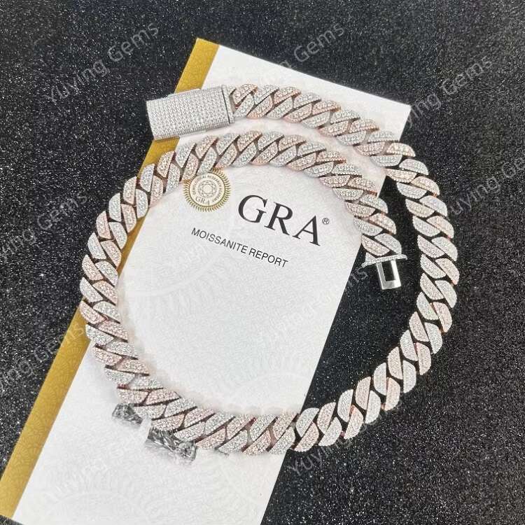Yu Ying 925 Solid Silver with Vvs Moissanite Cuban Link Chain for Fashion Hip Hop Mans Necklace