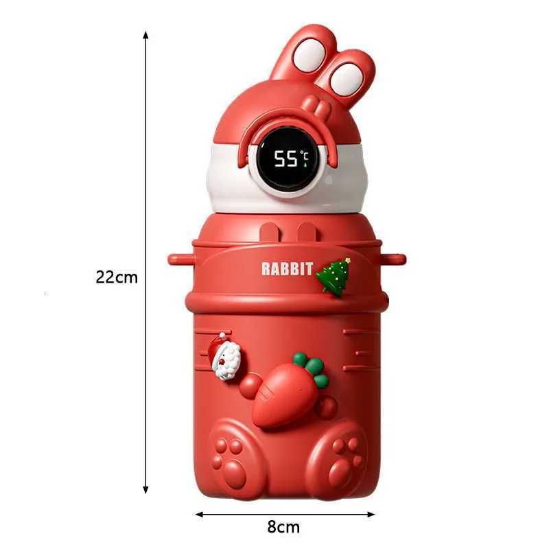 Christmas 500ML Display Temperature Christmas Thermal Cup with Cup Sleeve Leak-Proof Children Straw Water Bottle Xmas Gifts Decoration Y251112
