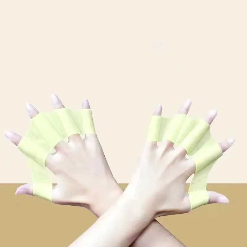 Silicone swimming fin flip cover mens childrens swimming pool sports professional training finger hand net gloves paddle equipmentY250412X