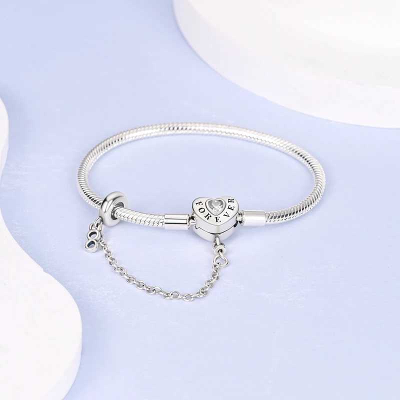 Original 925 Silver 17-20CM Heart Shaped Star Moon Snowflake Butterfly Bracelets For Women Fit DIY Charms Birthday Jewelry GiftsC250411