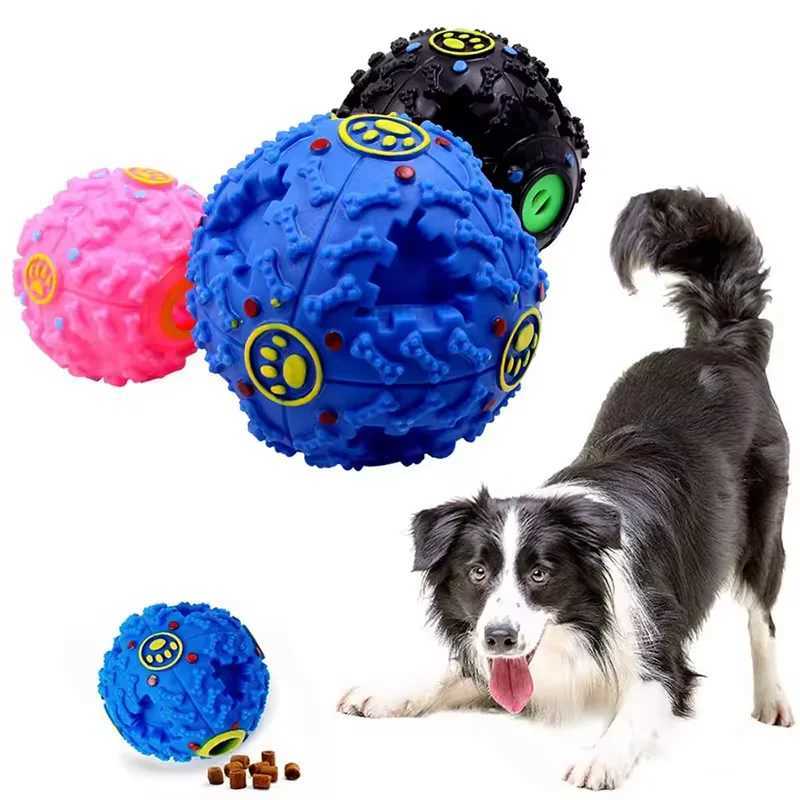 High Quality Dog toys with sound pet teeth cleaning oral leak pet food ball puppy kitten boring vocal entertainment toy T2504012
