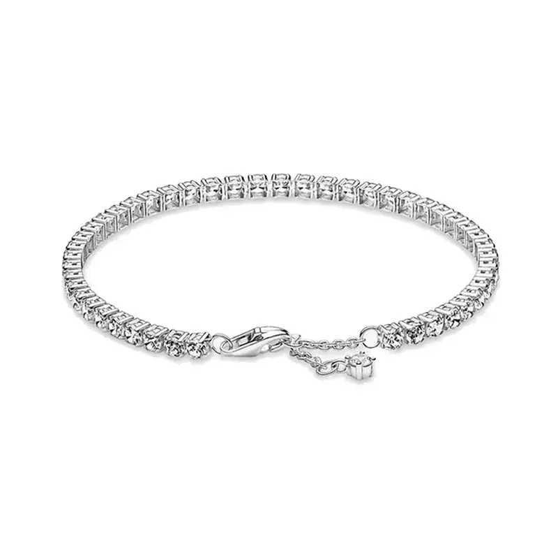 Exquisite 925 Sterling Silver New Shiny Heart-shaped Stars All Zircon Tennis Bracelet Luxurious Charm Bracelet Holiday GiftsC250411