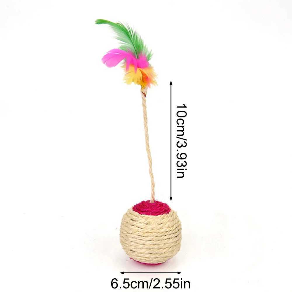 1 pet cat toy colored feather felt ball frosted claw interactive game ball cat toy sisal sand table ball Y250412