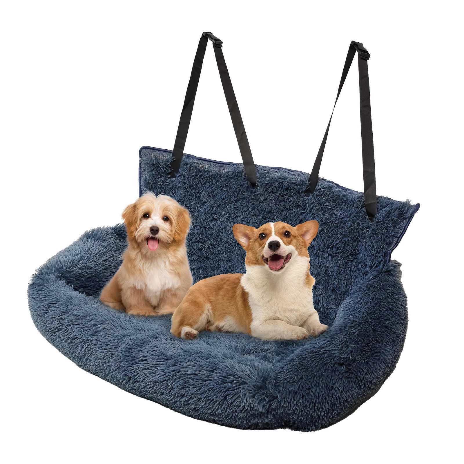 Dog car seats suitable for large dogs double dog car rear seats travel pet booster belts washable plush safety car sofas pet supplies X250412