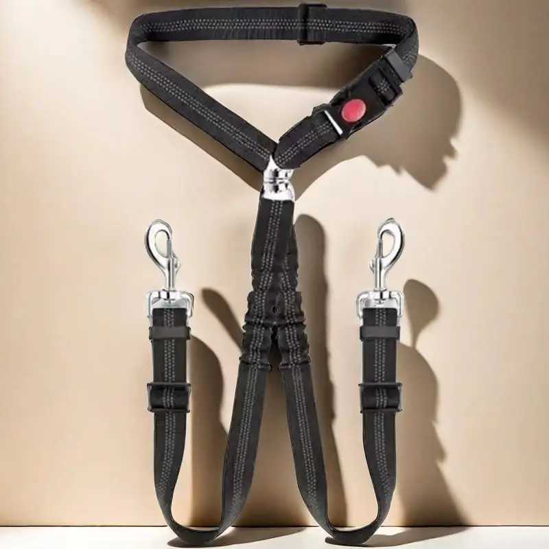 2 dog seats with new dual pet car seats restraint safety tangle free dog belts responsibility adjustment elastic connection in car travel Y250412