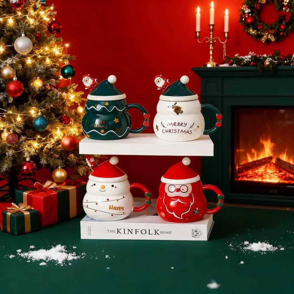 Christmas Christmas Ceramic Mug Large Capacity Nordic Style Snowman Santa Tree Creative Gift for Holiday Season Y251112