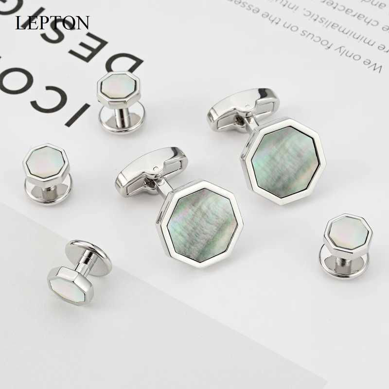 Hot selling mother of pearl cufflinks tailcoat stud sets mens sets formal clothing lightweight cufflinks necklace stud cufflinks best giftsT250412