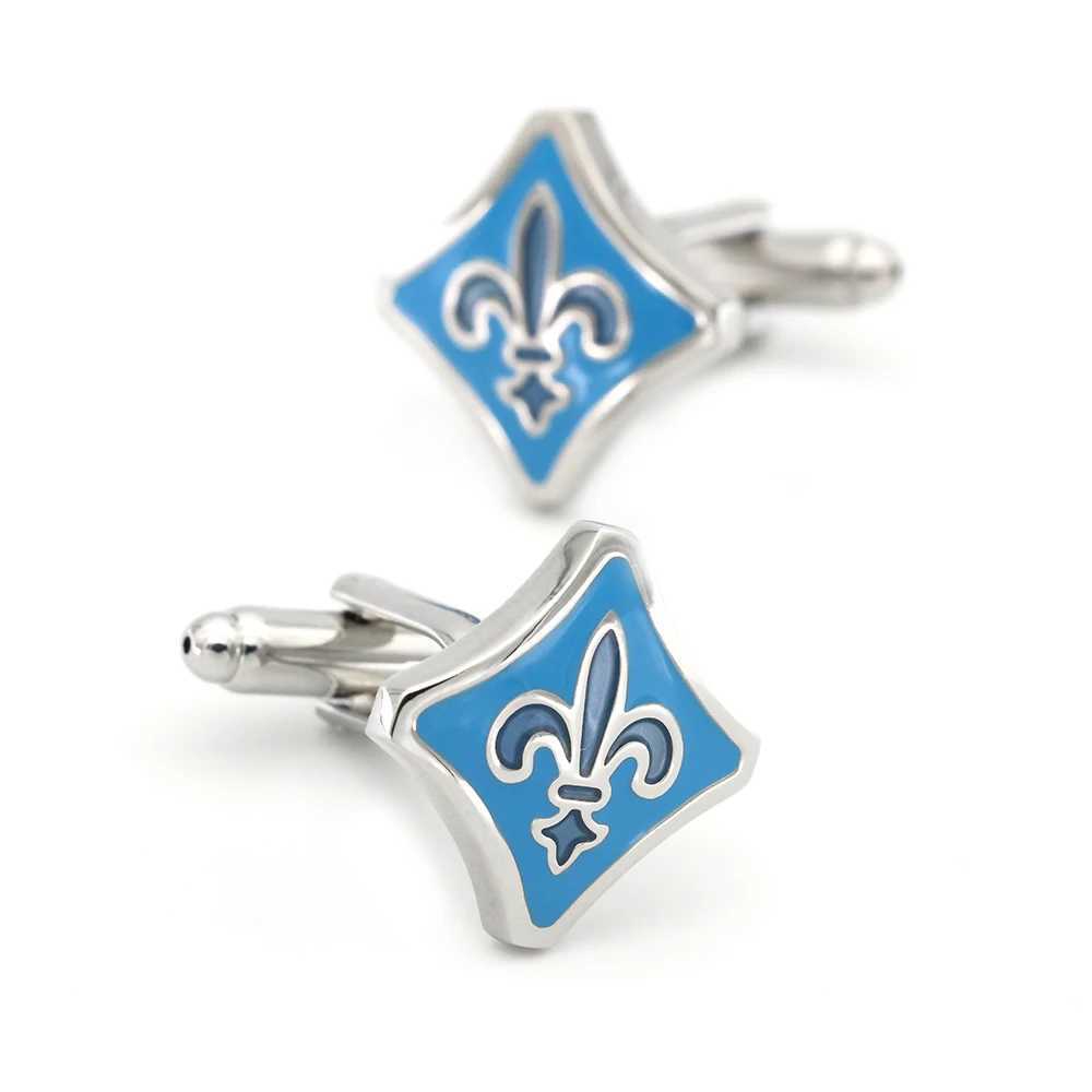 Male designer cufflinks made of high-quality copper material with blue fashionable design. Wholesale and retail of cufflinksT250412
