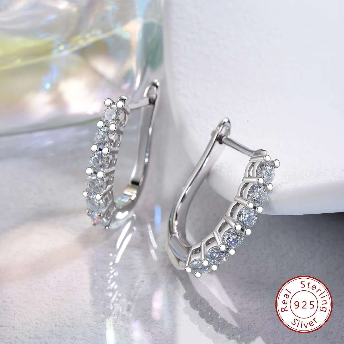 Real Wedding Diamond Moissanite Earrings for Women With GRA Certificate 925 Sterling Silver Huggie Hoop Earring Jewelry
