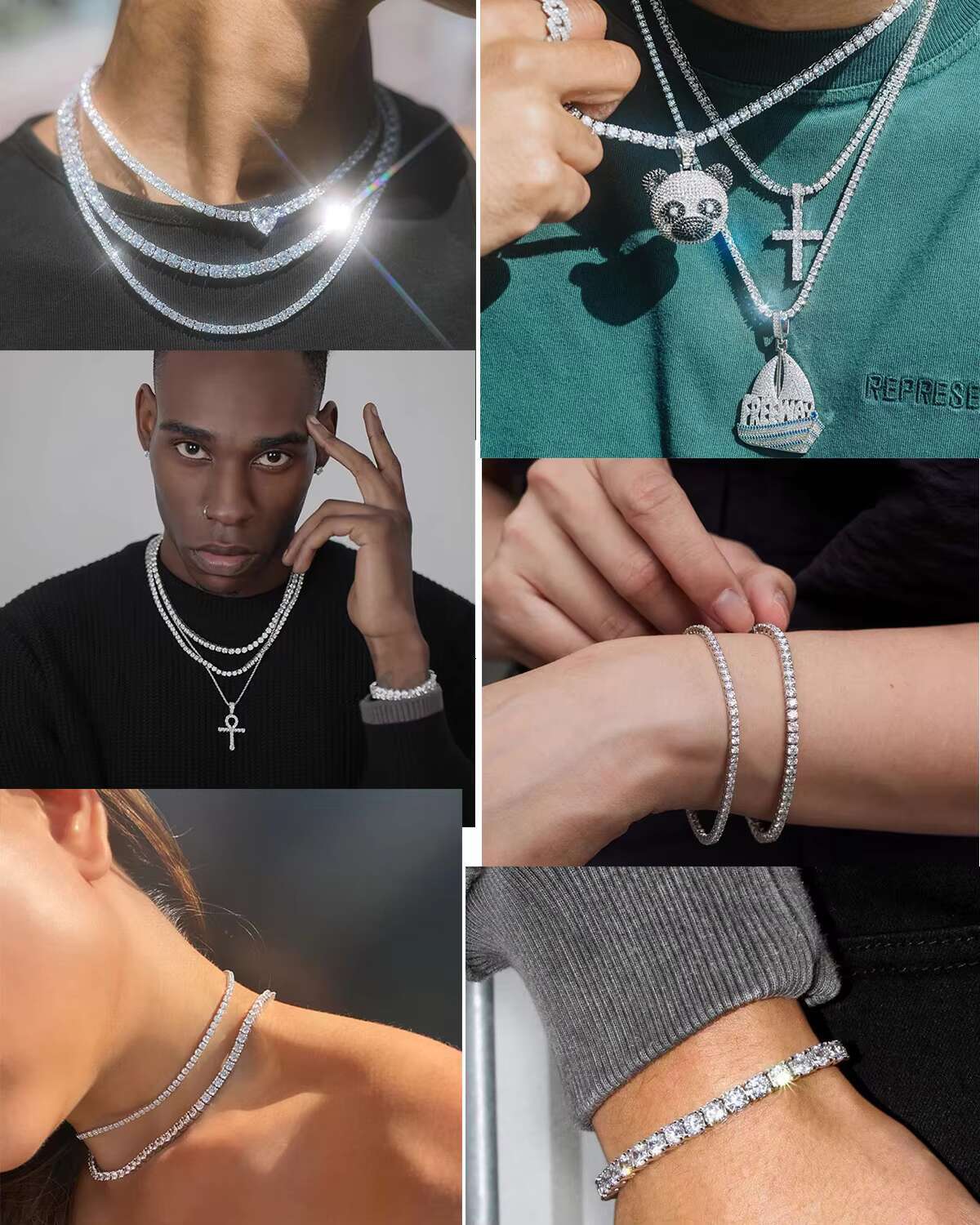 Factory Price Hiphop Jewelry 925 Silver 18K Gold Plated Pass the Diamond Tester D/VVS Moissanite Tennis Chain Bracelet