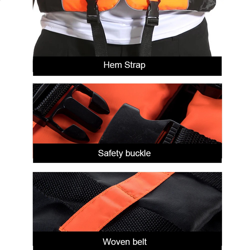 Outdoor Adult Swimming Life Jacket Adjustable Buoyancy Survival Suit Polyester Drifting Safety Life Vest With Reflective Stripe 250411