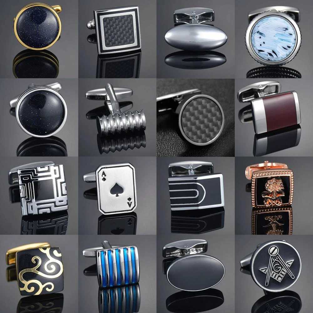 High quality gemstone craftsmanship cufflinks floral patterns golden horse patterns fabric French oval shirt gemstone cufflinksT250412