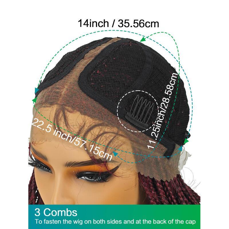 30 Inch Women Weaving Full Box Knotless Lightweight Braids Lace Front Black and Bury Handmade Weave Synthetic Wigs with Baby Hair