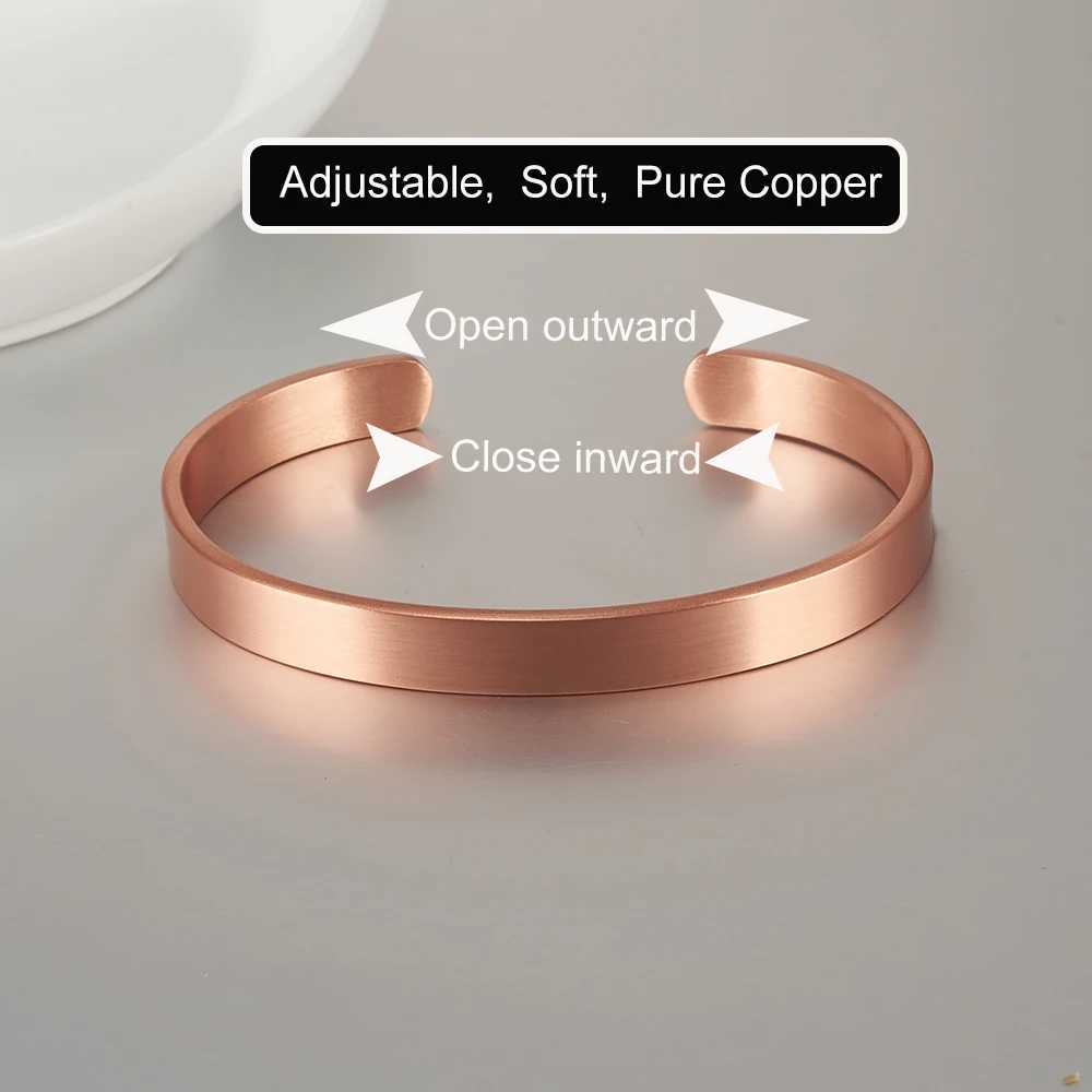 Vinterly Pure Copper Bracelets for Women Men Unisex 8mm Wide Adjustable Cuff Bangles Female Resizable Jewelry Soft Solid CopperC250411