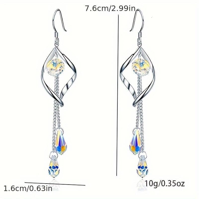 Platinum-Plated Color Change Multi-Teardrop Earrings Made with Aurora Borealis Austrian Crystals