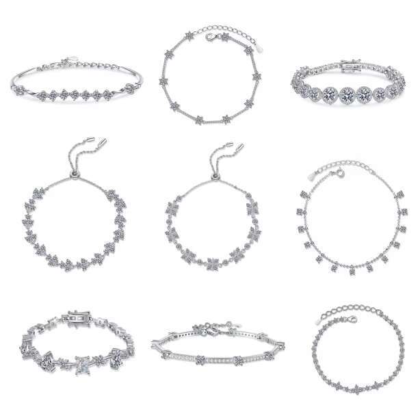 Wholesale 925 Silver Moissanite Bracelet for Women Gold Plated 0.87ct VVS Luxury Wedding Jewelry