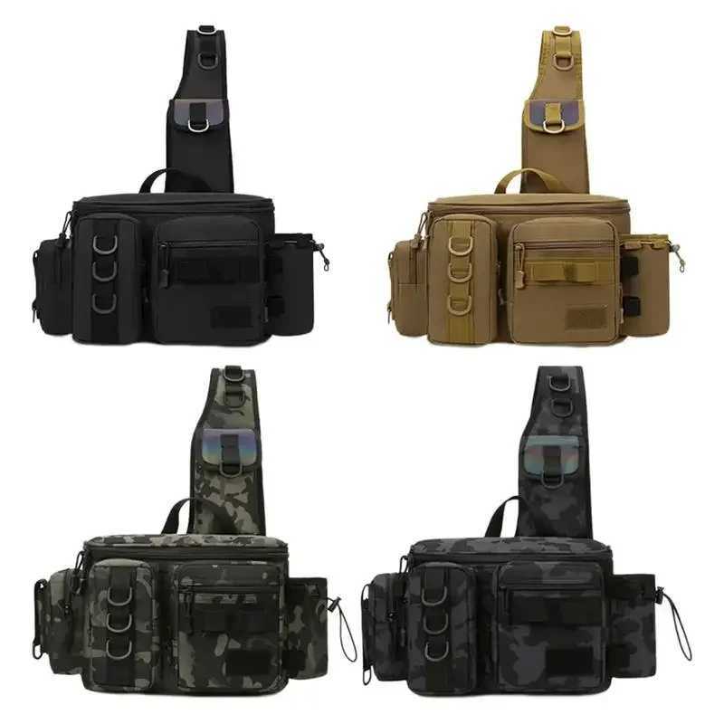 Fishing Waist Pack Sling Bag Lures Gear Tackle Storage Rod Holder Water-Resistant Cross Body Pouch Fly Fishing Bag Lightweight Z250411