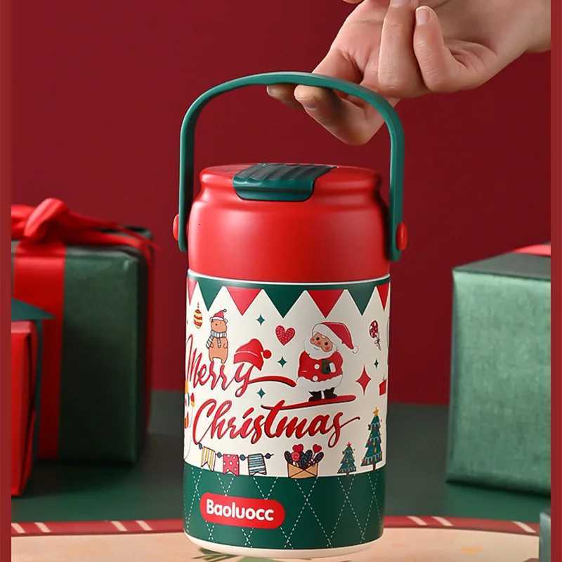 Christmas 550ml Christmas Stainless Steel Thermos Bottle Insulation Thermal Cup Tumbler with Straw Santa Claus Xmas Gift for Girl Friend Y251112