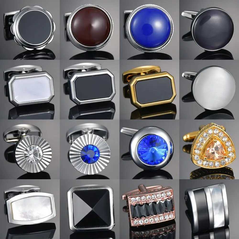 Luxury mens shirt cufflinks brand cufflinks black gemstones high-quality abotoaduras customersT250412