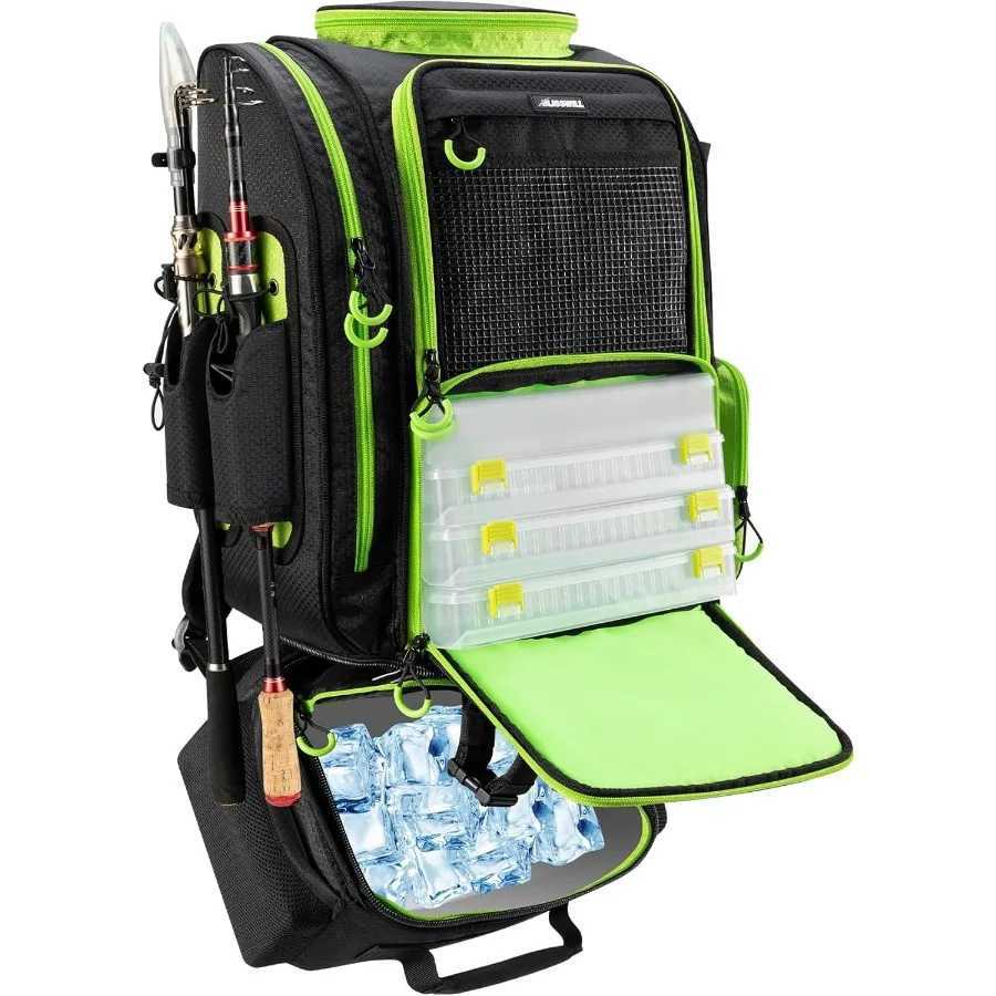 BLISSWILL Large Fishing Backpack with Cooler for 3 Tackle boxes Fishing Bag with Rod Holders Fishing Gear and Equipment for fis Z250411