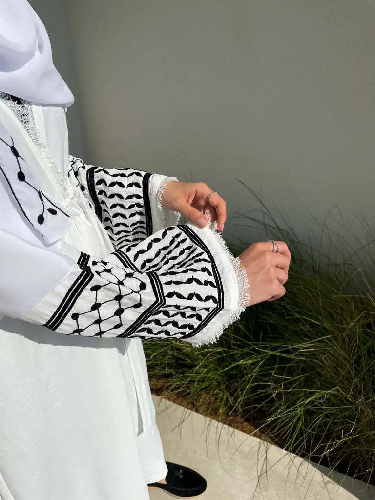 Ramadan Kefiyah Abaya kimono Palestinian y Tassel Muslim public Abayas women Dubai y Islamic headscarf Kaftan dress 250411