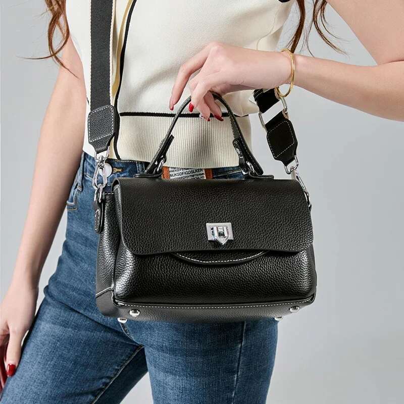 Designer Bag 2024 New Women's Genuine Leather Handbag Head Layer Cowhide Multi Compartment Pocket Crossbody Stylish Shoulder Bag