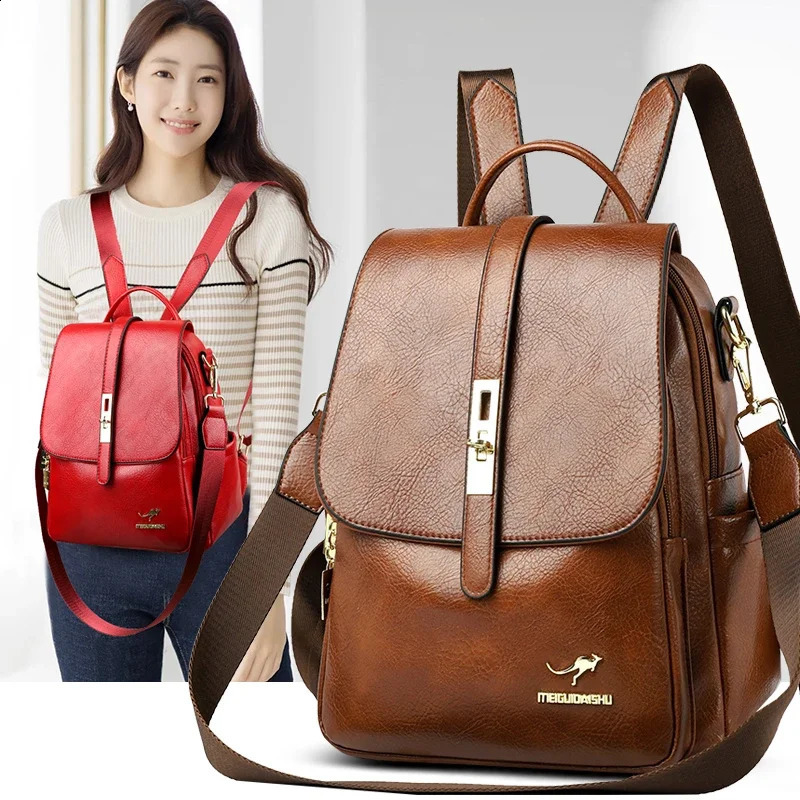 Women Backpack High Quality Leather Fashion Backpack Large Capacity School Bag for Girls Large Travel Backpack 250407