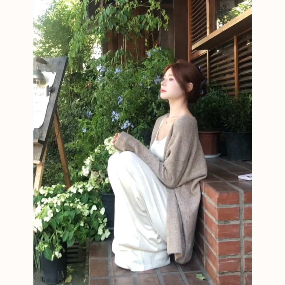 Early Autumn Lazy Style Knitted Sweater Top Korean Style Spring and Autumn New Soft Cardigan Casual Outerwear Sweater Jacket