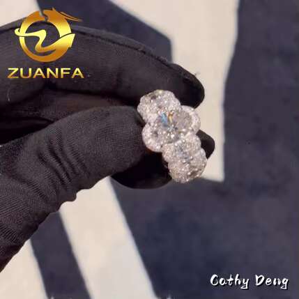 Luxury Custom Moissanite Cuban Rings Iced Out Men Diamond Rings 925 Silver Men Hip Hop Ring
