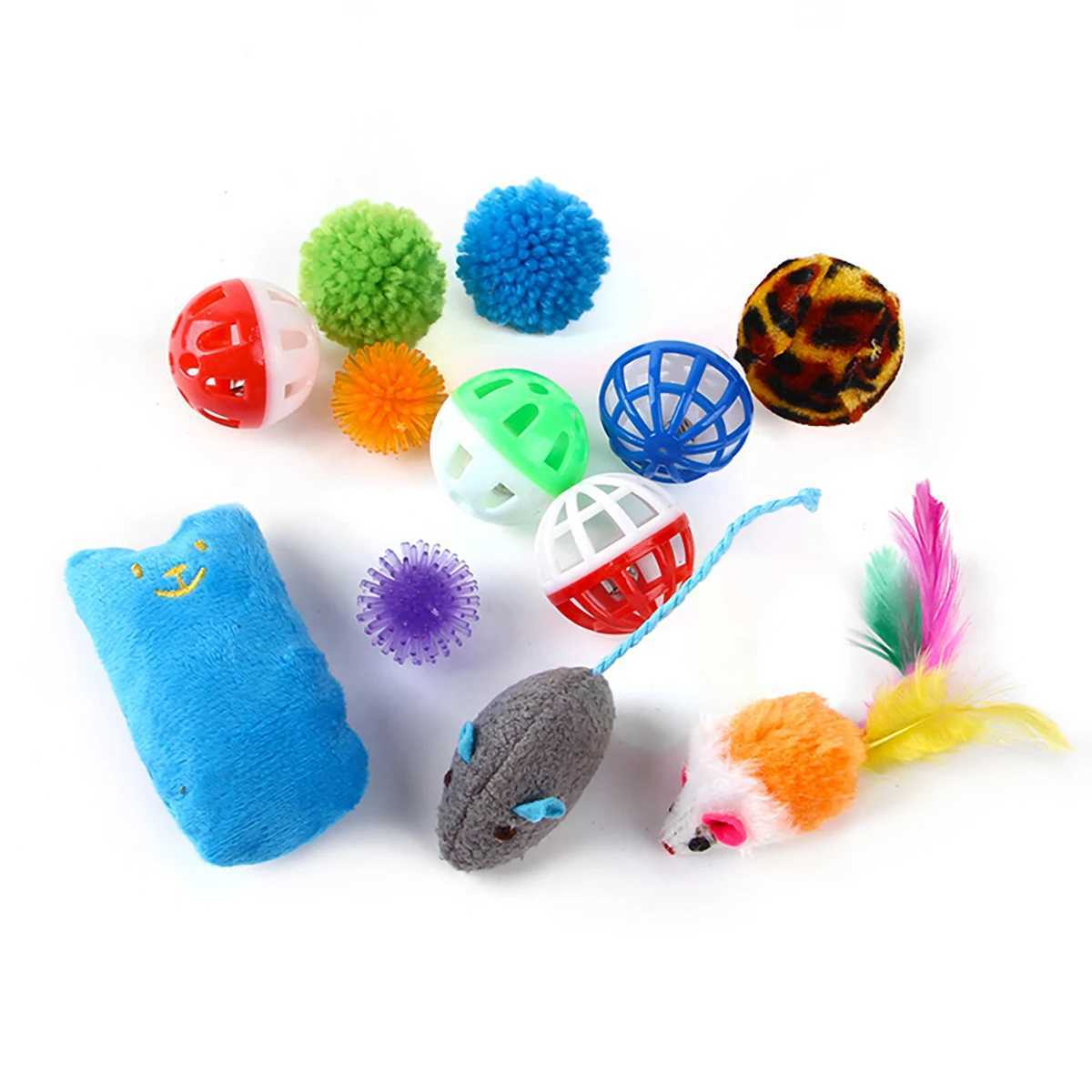 12/20 pieces of pet cat toys various cat toy combination sets interesting cat toys cat sticks sisal mice Bell ball cat supplies Y250412