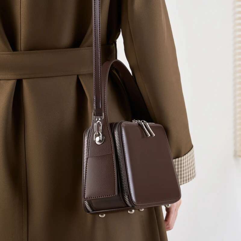 Designer Bag Toptrends Elegant Genuine Leather Box Small Shoulder Bags For Women 2025 Designer Crossbody Purses Square Ladies Handbags